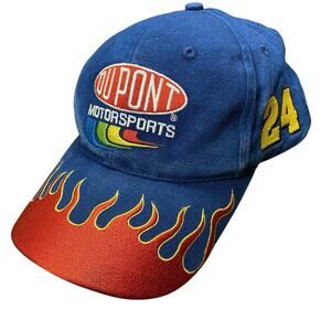 Vintage Jeff Gordon Flame Hat Cap Snap Back Dupont Motorsports NASCAR Racing 90s